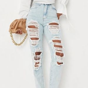 Blue riot high rise ripped jeans